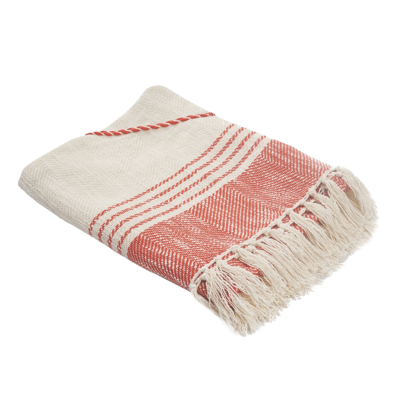 Edge Collections - 60" x 50" - Red - Striped Throw Blanket with Fringe for Cozy Home Accents - 1 Piece